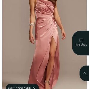 David's Bridal One Shoulder Pink Dress